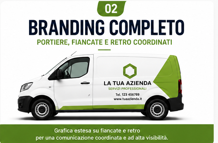 Branding completo furgone con decorazione su portiere, fiancate e retro coordinati Yes Wrapping Seregno